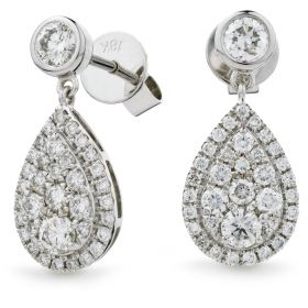 18kt White Gold Round Halo 0.30ct Total Diamond Earring Studs