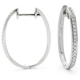 Grain Set Round Diamond Hoops Earrings