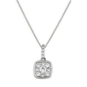 Cushion Shape Pave Diamond Necklace