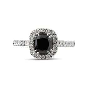 Black Diamond Halo Engagement Ring Top View