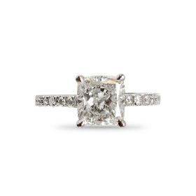 Cushion Cut Micro Setting Diamond Engagement Ring Top View