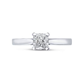 Long Cushion Cut Solitaire Diamond Engagement Ring Top View