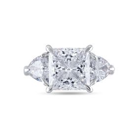 Large Lab Grown Princess Cut Trilliant Trilogy Engagement Ring