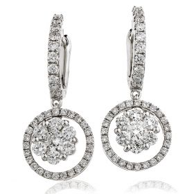 18kt White Gold Round Halo 0.30ct Total Diamond Earring Studs