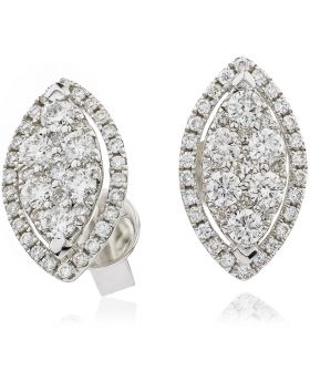 18kt White Gold Round Halo 0.30ct Total Diamond Earring Studs