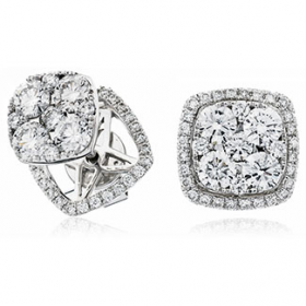 18kt White Gold Round Halo 0.30ct Total Diamond Earring Studs