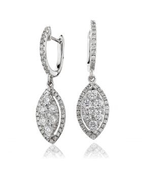 18kt White Gold Round Halo 0.30ct Total Diamond Earring Studs