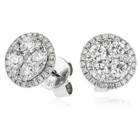18kt White Gold Round Halo 0.30ct Total Diamond Earring Studs