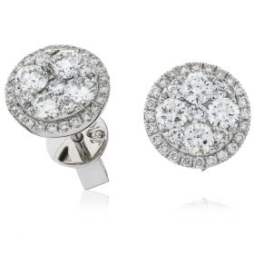 18kt White Gold Round Halo 0.30ct Total Diamond Earring Studs