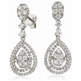 18kt White Gold Round Halo 0.30ct Total Diamond Earring Studs