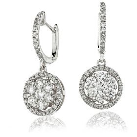 18kt White Gold Round Halo 0.30ct Total Diamond Earring Studs