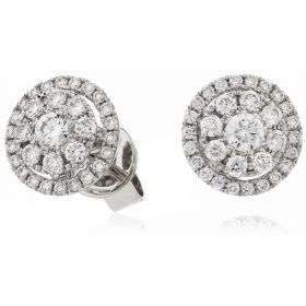 18kt White Gold Round Halo 0.30ct Total Diamond Earring Studs
