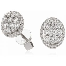 18kt White Gold Round Halo 0.30ct Total Diamond Earring Studs