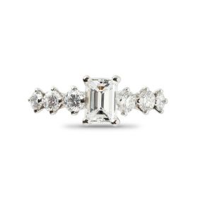 Emerald Cut Seven Stones Design Lab Grown Diamond Engagement Ring
