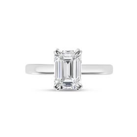 Four Claw Solitaire Emerald Cut Diamond Engagement Ring Top View