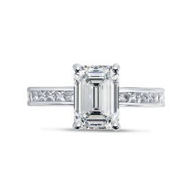 Four Claw Princess Cut Channel Setting Diamond Engagement Ring Top View