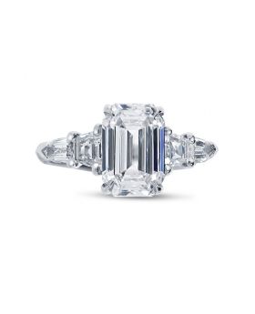 Pear Shape and Tapered Baguettes Diamond Engagement Ring Top View