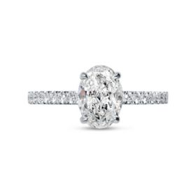 Four Claw Oval Cut Diamond Micro Setting Engagement Ring