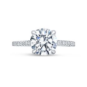Four Claw Round Cut Claw Setting Diamond Engagement Ring Top View