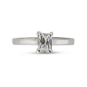 Four Claw Solitaire Emerald Cut Diamond Engagement Ring Top View
