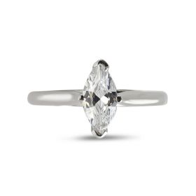 Four Claw Solitaire Marquise Cut Diamond Engagement Ring Top View