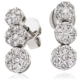 18kt White Gold Round Halo 0.30ct Total Diamond Earring Studs