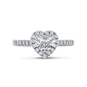Heart Shape Halo Diamond Engagement Ring Top View