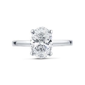 Four Claw Floating Round Cut Solitaire Diamond Engagement Ring Top View