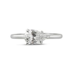 Horizontal Setting Solitaire Pear Diamond Engagement Ring Top View