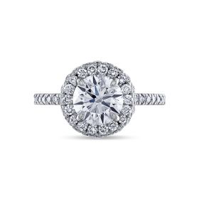 Double Halo Round Diamond Engagement Ring top view