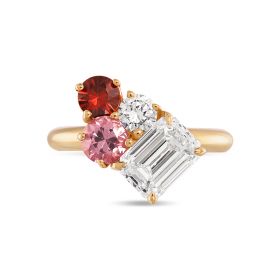 Pear Shape and Tapered Baguettes Diamond Engagement Ring Top View