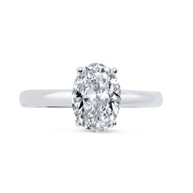 Oval Cut Diamond  Solitaire Engagement Ring Top View