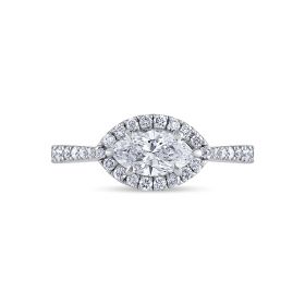 Pear Cut Diamond Halo Engagement Ring Top View