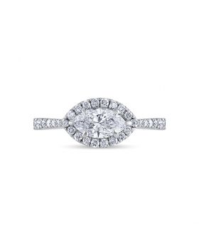 Pear Cut Diamond Halo Engagement Ring Top View