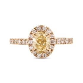Oval Cut Micro Setting Diamond Halo Engagement Ring Top View