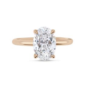 Four Claw Oval Cut Diamond Engagement Ring Top View