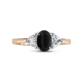 Oval Cut Side Trilliant Diamond Engagement Ring Side View
