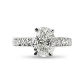 Oval Four Calw Thick Band Diamond Setting Engagement Ring Top View