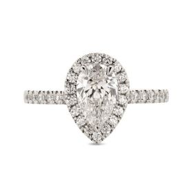 Pear Cut Lab Grown Diamond Halo Engagement Ring