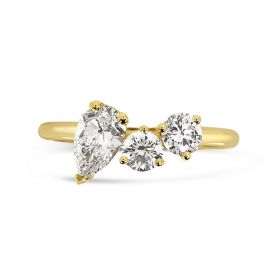 Pear Cut With Pair of Pear Shape Side Stones Diamond Engagement Ring Top View