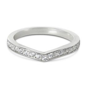 Pointed Curved Pave Setting Diamond Wedding Ring