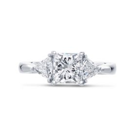 Princess Shape Trilliant Side Stones Trilogy Engagement Ring 