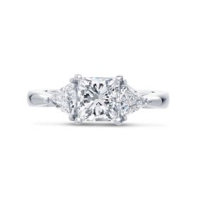  Princess Shape Trilliant Side Stones Trilogy Lab Grown Engagement Ring