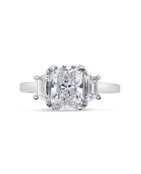 Radiant Cut Trilogy Diamond Engagement Ring Top View