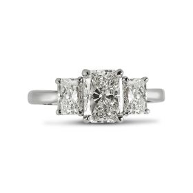 Radiant Cut Trilogy Diamond Engagement Ring Top View