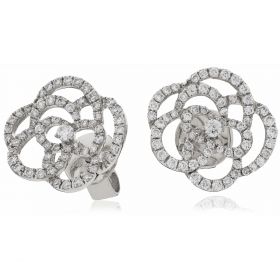 18kt White Gold Round Halo 0.30ct Total Diamond Earring Studs