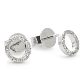 18kt White Gold Round Halo 0.30ct Total Diamond Earring Studs