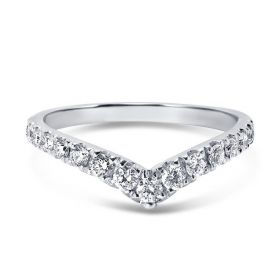 Shaped V Micro Set Diamond Wedding Ring