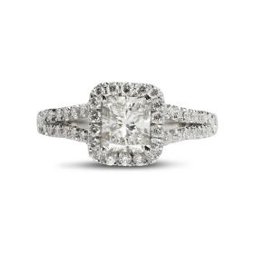Split Shank Radiant Cut Halo Engagement Ring Top View