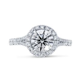 Split Shank Radiant Cut Halo Engagement Ring Top View